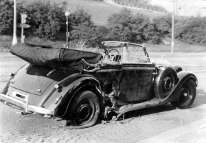 Heydrich's car after the assassination.